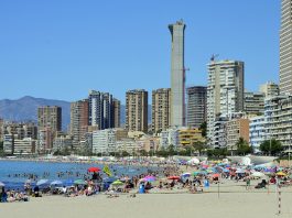 Populated beach