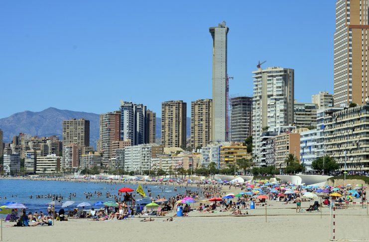 Populated beach